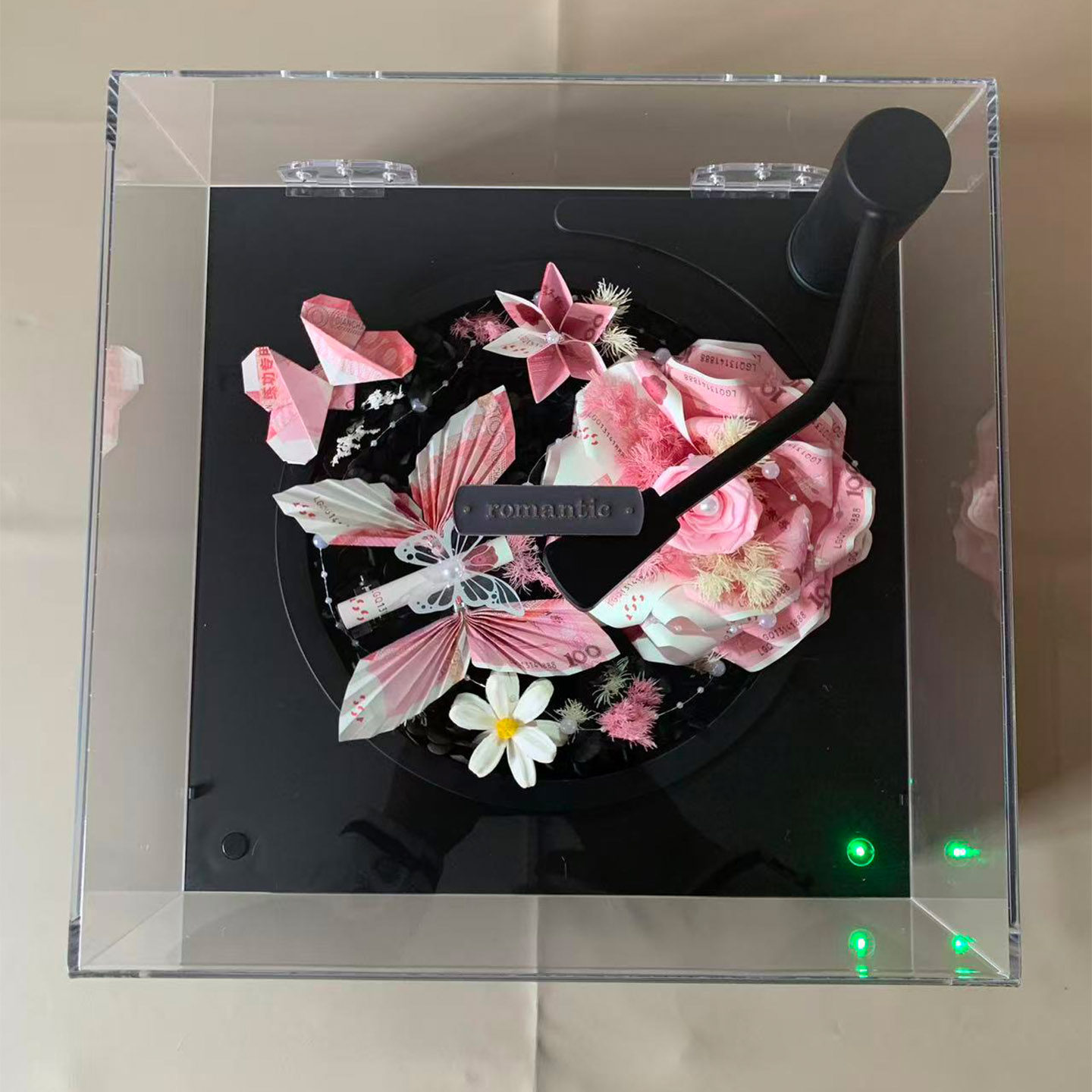 有钱花礼盒留声机永生花蓝牙音响蝴蝶玫瑰音乐盒惊喜生日礼物表白