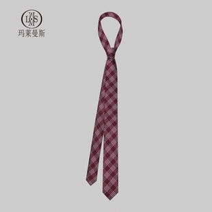 衬衫配饰女款酒红色格子结婚新郎领带手打款男士设计感小众礼盒装