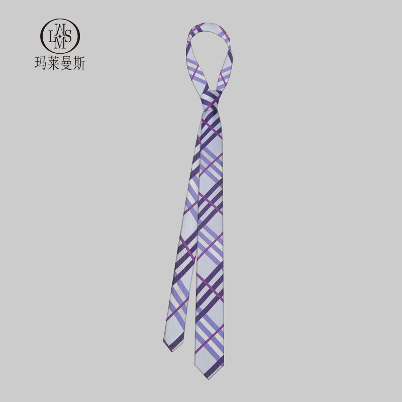 时尚女款苏格兰紫色格子领带学院风小众手打款男士衬衫配饰礼盒装