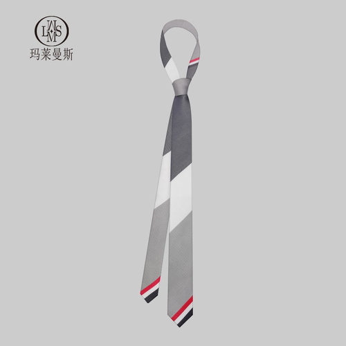 玛莱曼斯色织涤丝韩版条纹领带