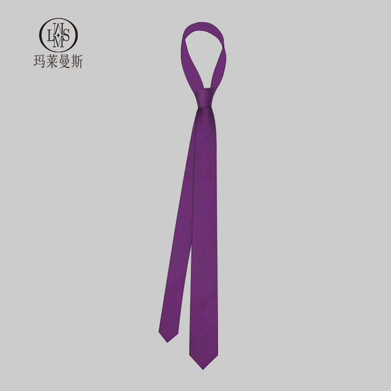 男士领带衬衫装饰女深紫色细斜纹真丝休闲韩版细窄学院风手打纯色