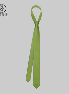 休闲领带男衬衫装饰女绿色细斜纹小众设计感潮流时尚韩版手打纯色