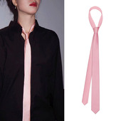 学院风领带男潮手打韩版 饰女小众设计感 装 细窄时尚 光面暗粉色衬衫