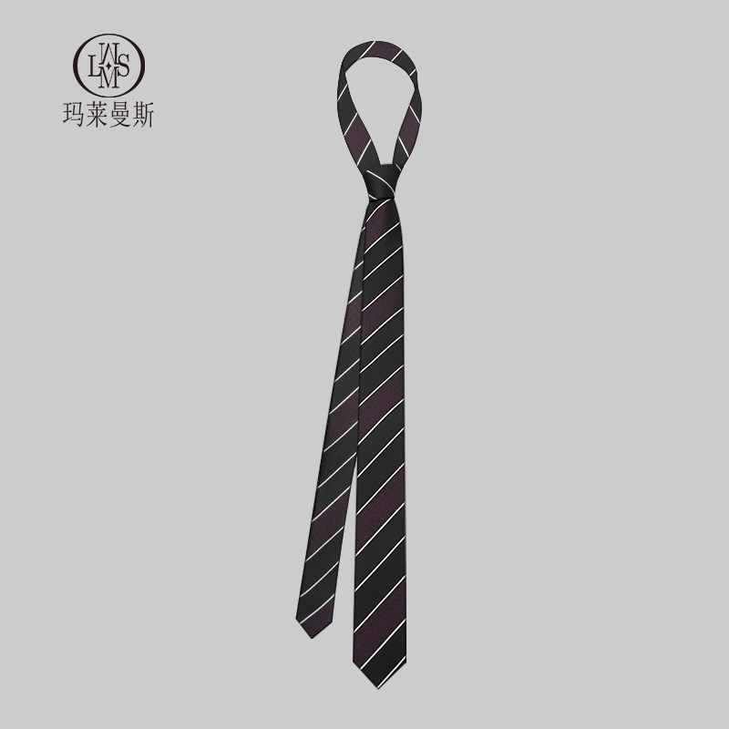 男士领带衬衫装饰女韩版休闲经典黑紫色宽条纹小众设计感手打细窄