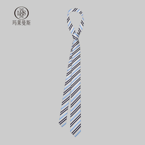 玛莱曼斯色织涤丝休闲条纹领带