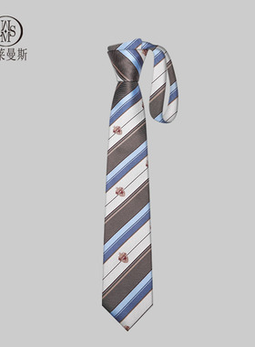 男士领带男休闲衬衫女DK学院风时尚潮流蓝白褐色条纹手打JK风潮品