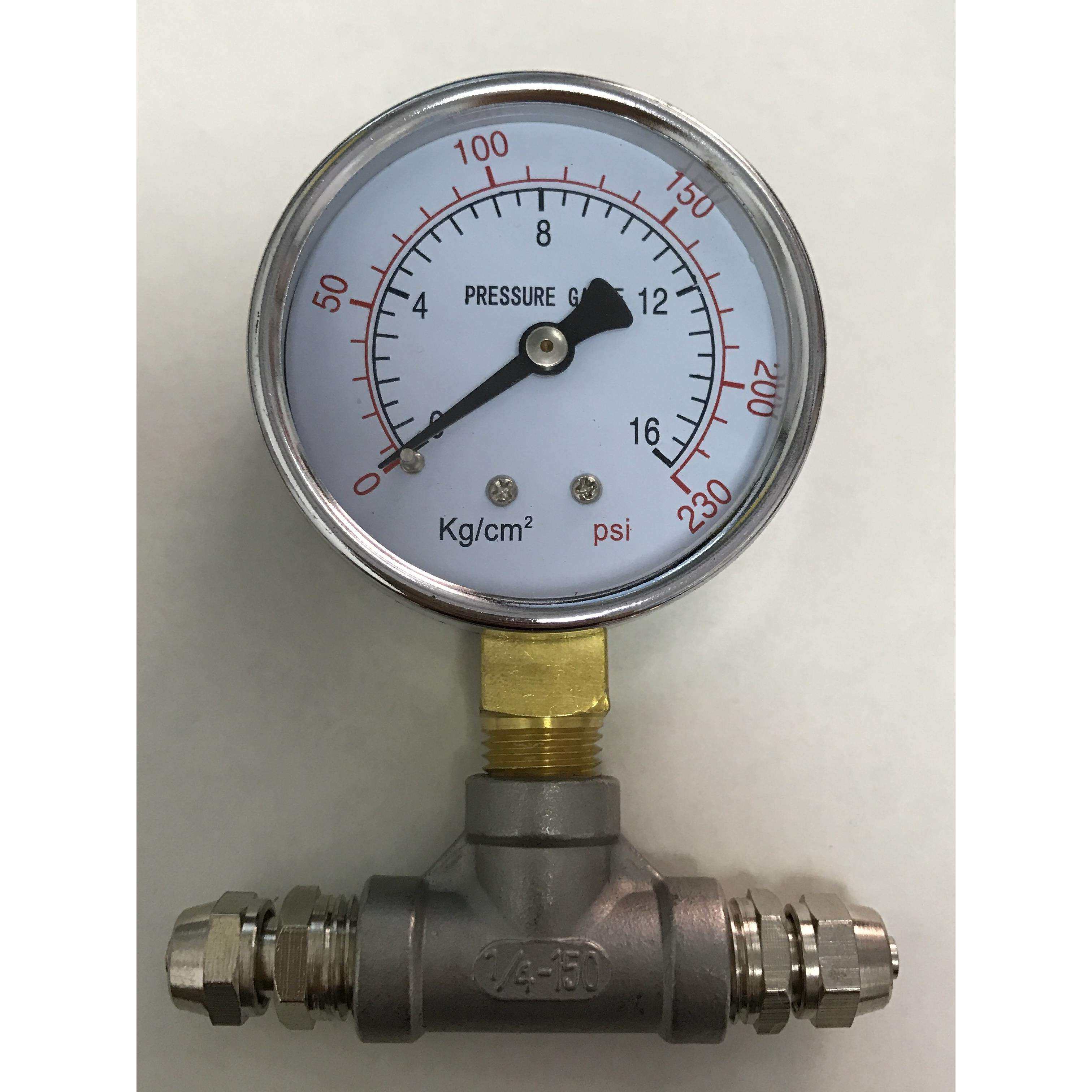 水压气压表 加三通 加管接头 压力表直径60mm 接头可以连接塑料管