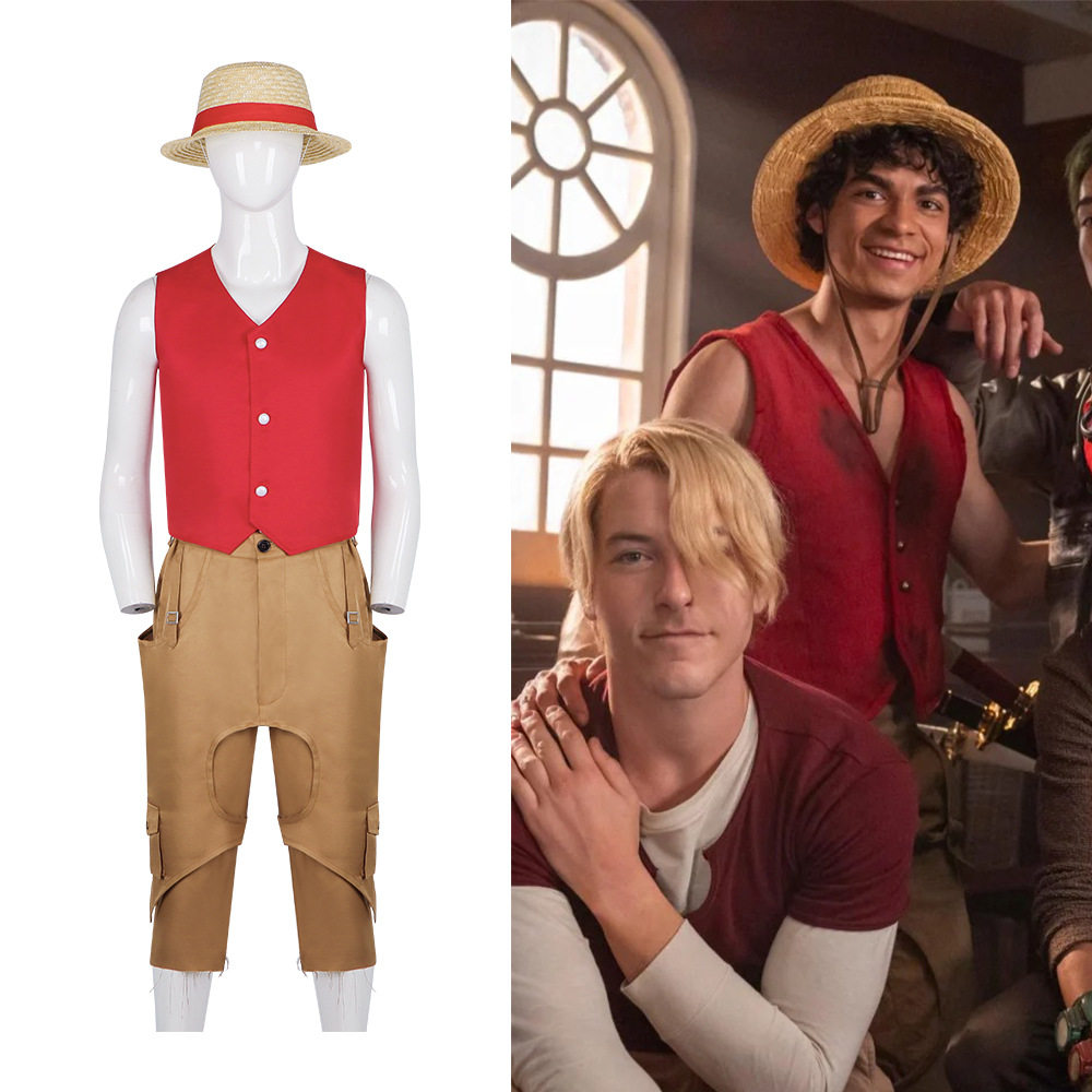 电影海贼王第二季cos服路飞真人版草帽cosplay万圣节舞台扮演服