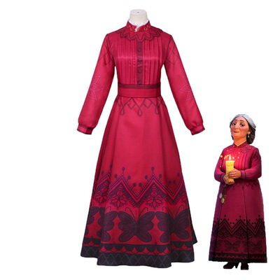 魔法满屋cos服米拉贝外婆Abuela Alma cosplay红色连衣裙套装现货