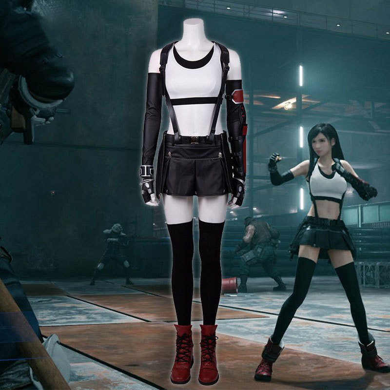 终幻想7重制版cos服蒂法Tifa紧身背心皮裤全套衣服cosplay