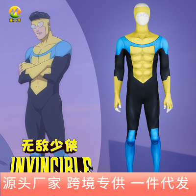 漫公爵 英雄马克cos服 动画无敌少侠紧身衣套装cospaly连体衣