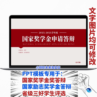 2024简约红国家奖学金答辩励志奖学金省级三好大学生评选PPT模板