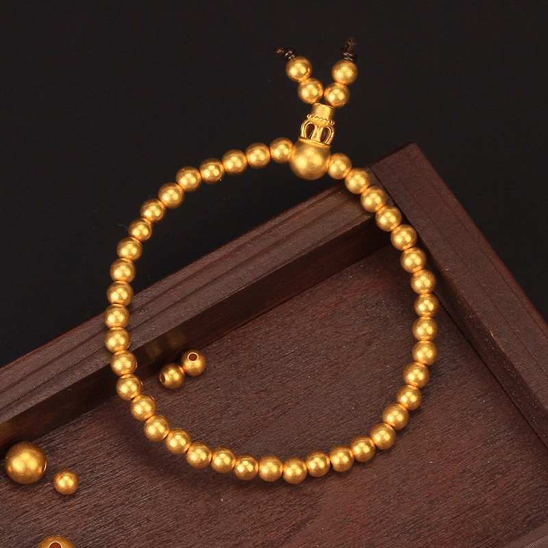 足金999古法黄金佛珠小金珠纯金散珠diy手串男女款手链配饰配件