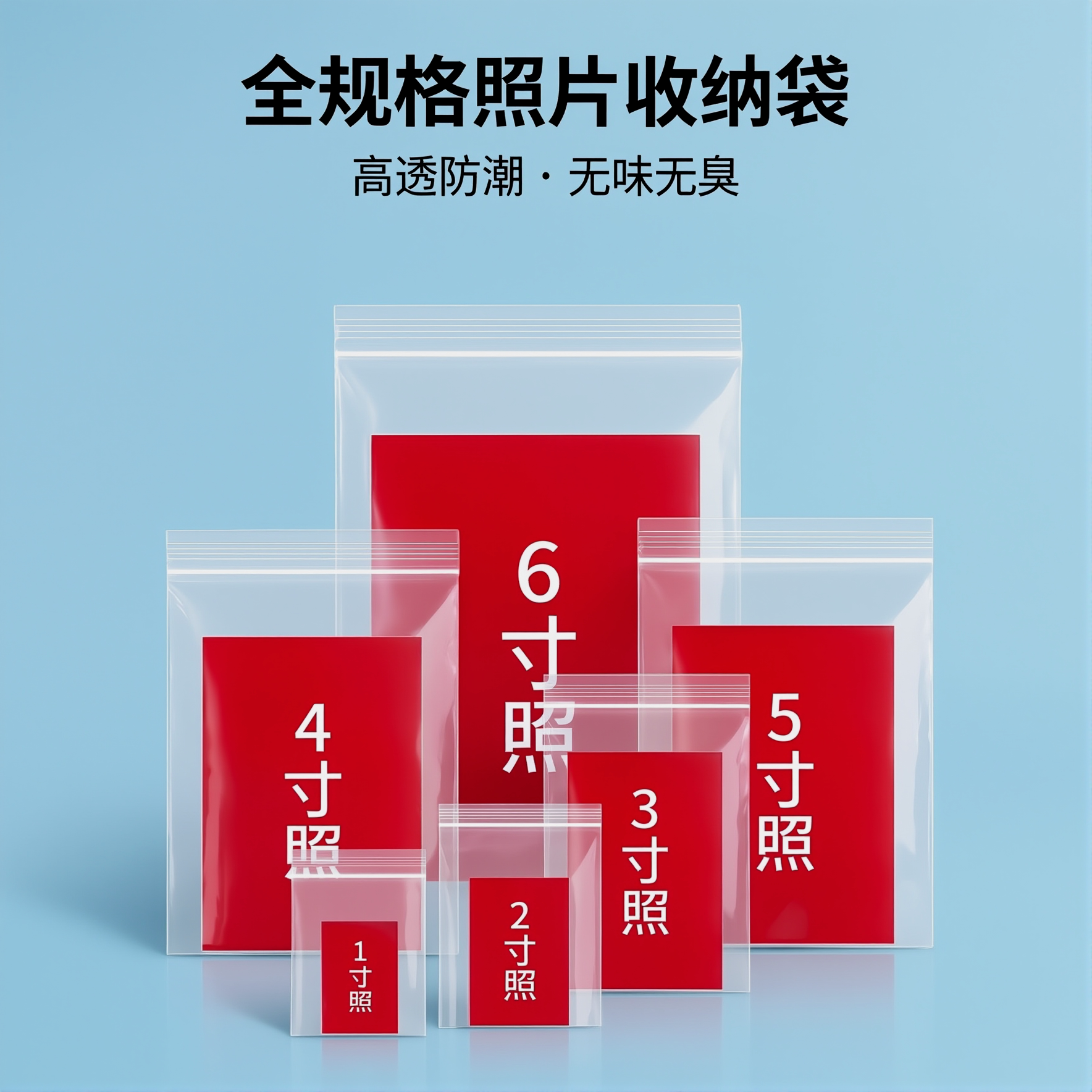 加厚证件照片收纳袋高透明自封袋子相册明信片护照1寸2寸防潮包装