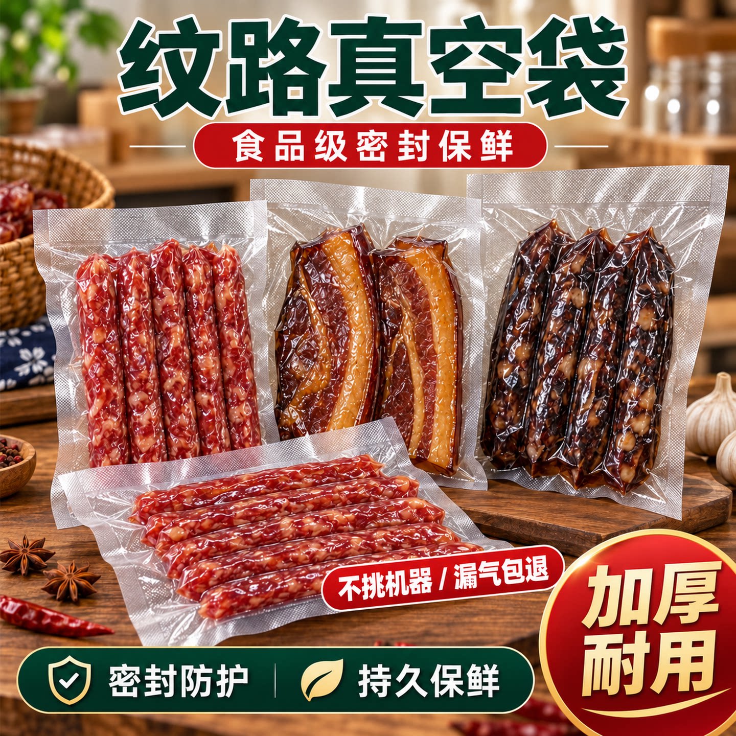 网纹路食品级真空保鲜袋密封