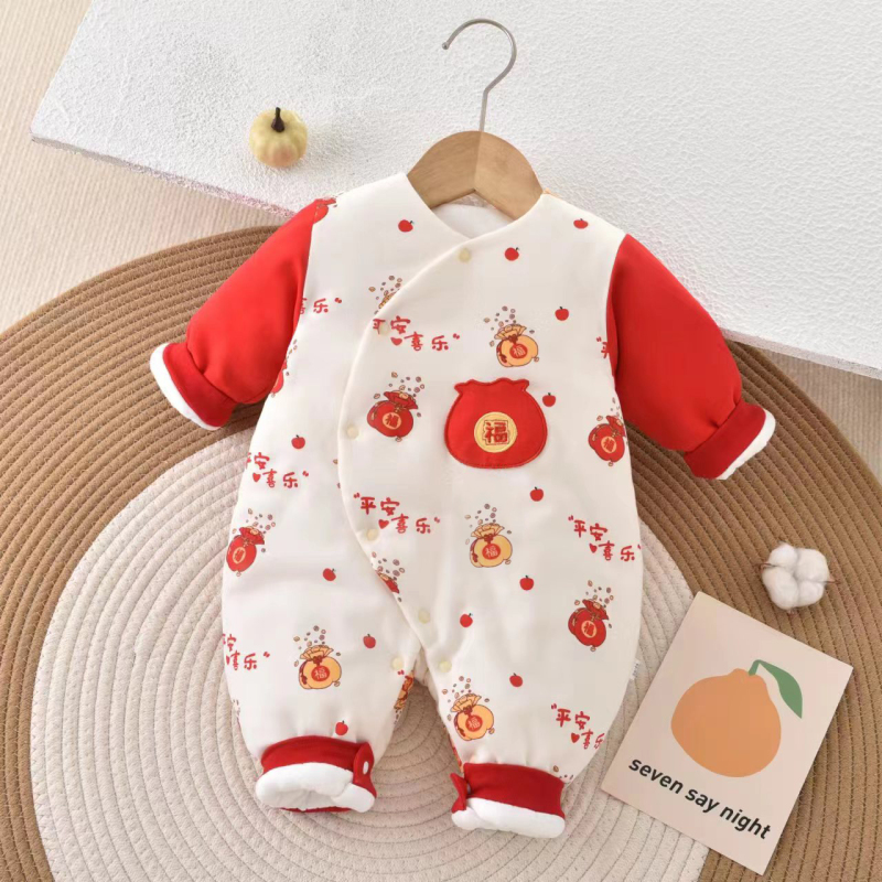 婴儿棉衣冬季加厚夹棉连体衣棉服袄外出穿初生衣服新生儿宝宝冬装