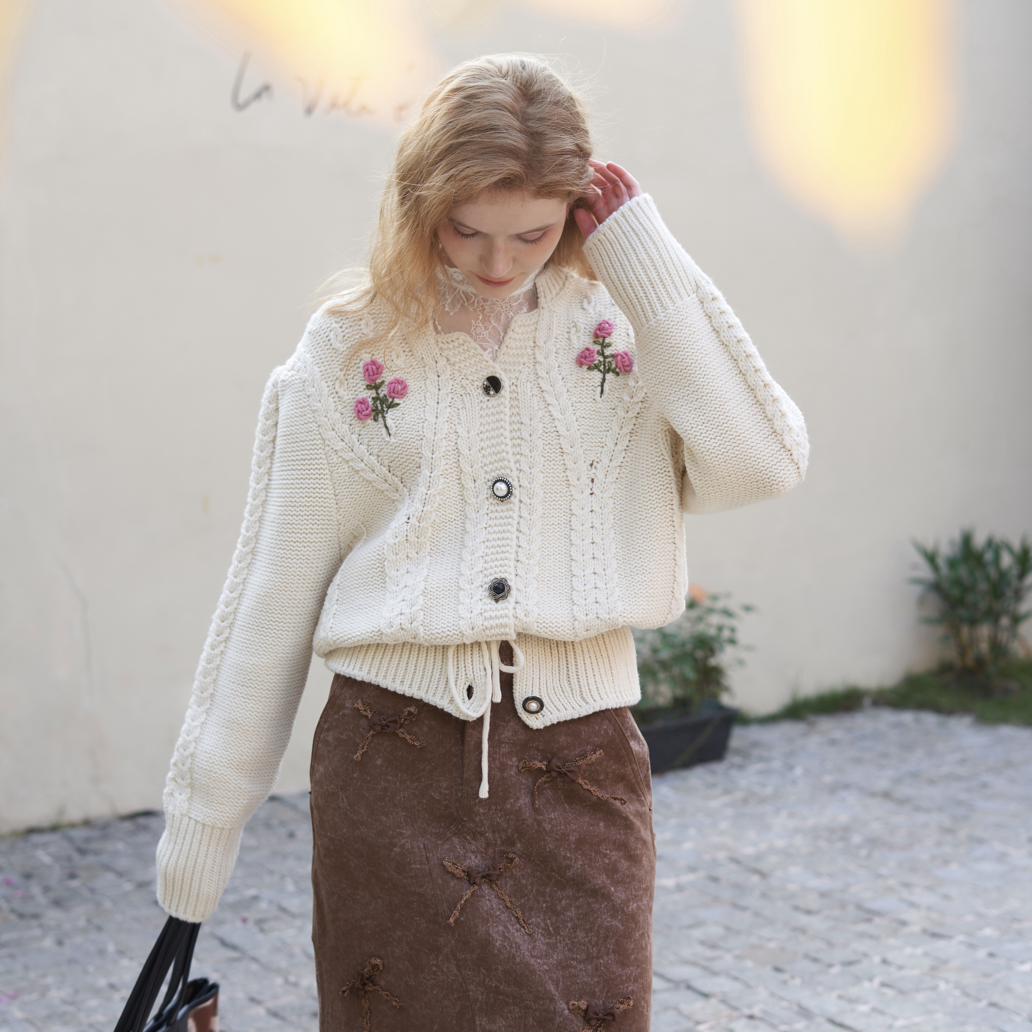 花卉法式24新款上衣针织开衫