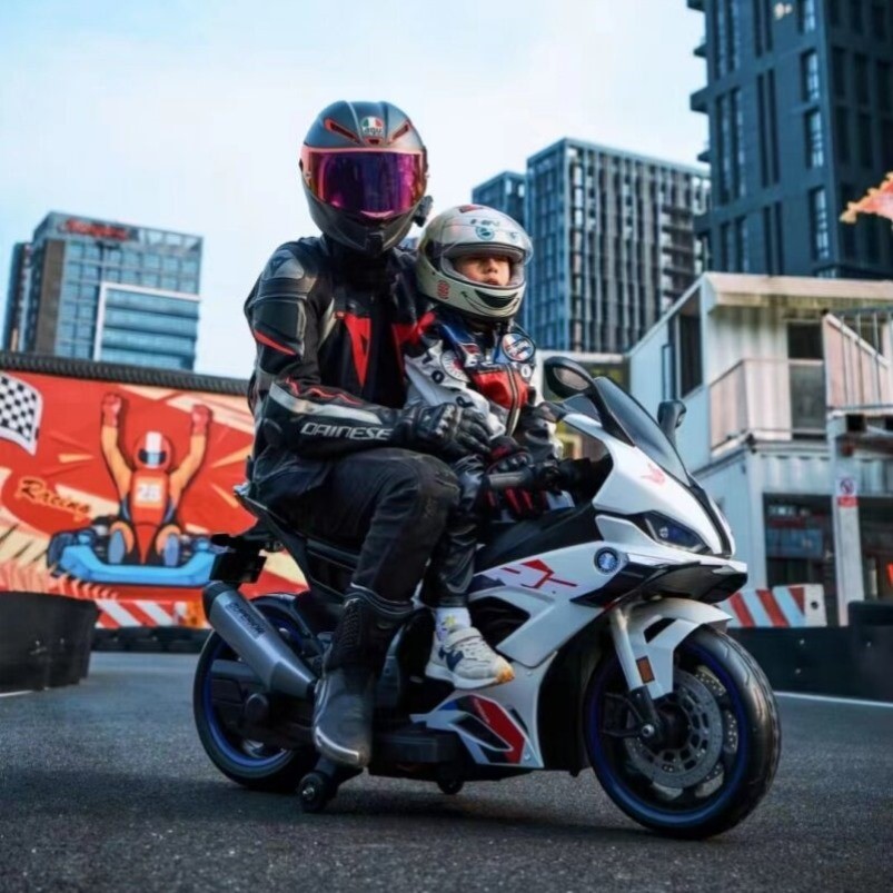 儿童电动摩托车可坐双人超大号玩具机车摩托车男女小孩亲子电动车