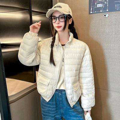 2025秋冬季女士轻薄羽绒棉服短款修身百搭简约轻薄保暖棉衣外套潮