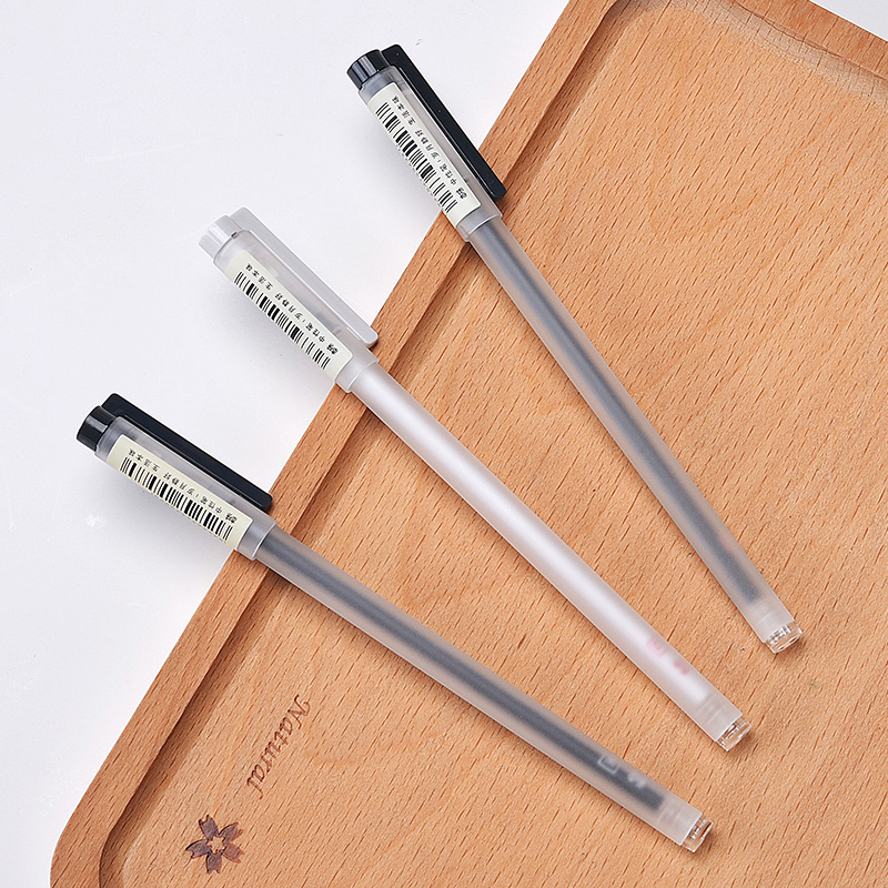 晨光文具本味中性笔0.35全针管水笔纯色磨砂杆签字笔细笔画a3707