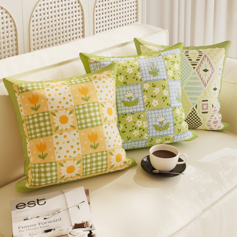 绿色复古抱枕法式腰靠枕组合枕套