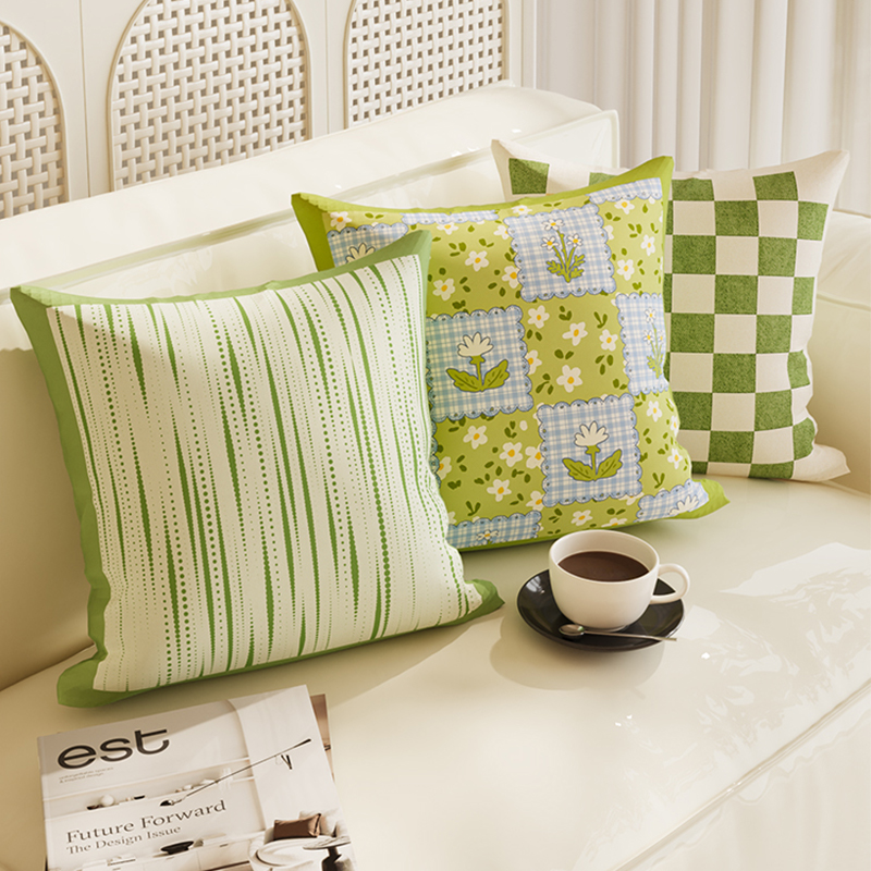 绿色复古抱枕法式腰靠枕组合枕套