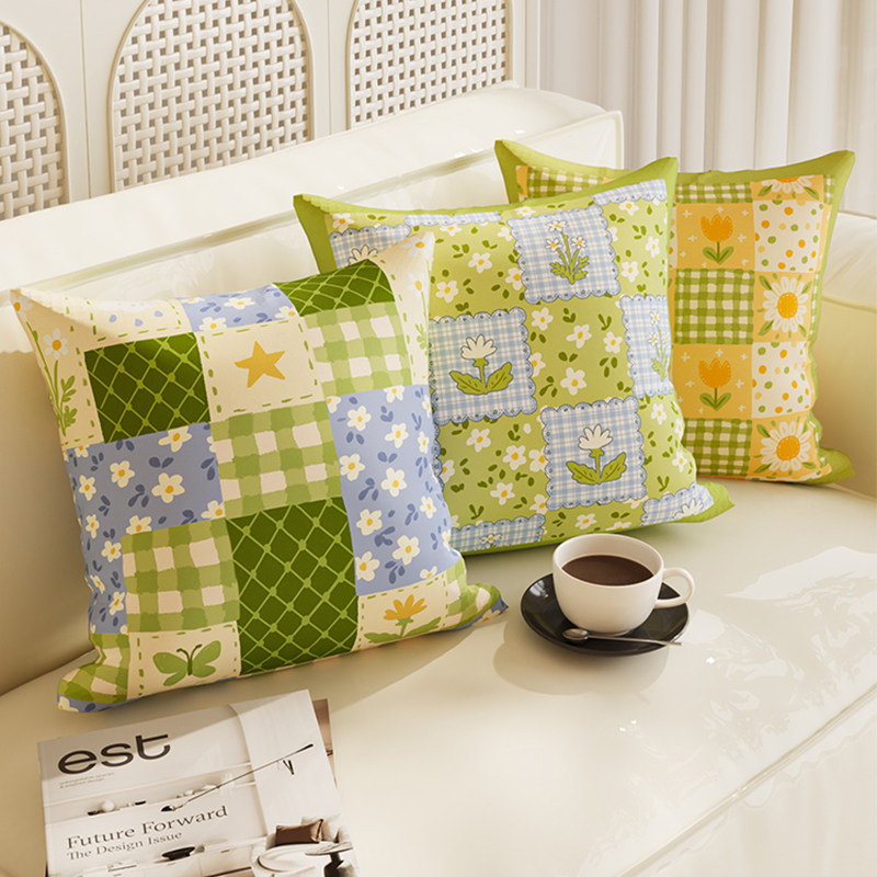 绿色复古抱枕法式腰靠枕组合枕套
