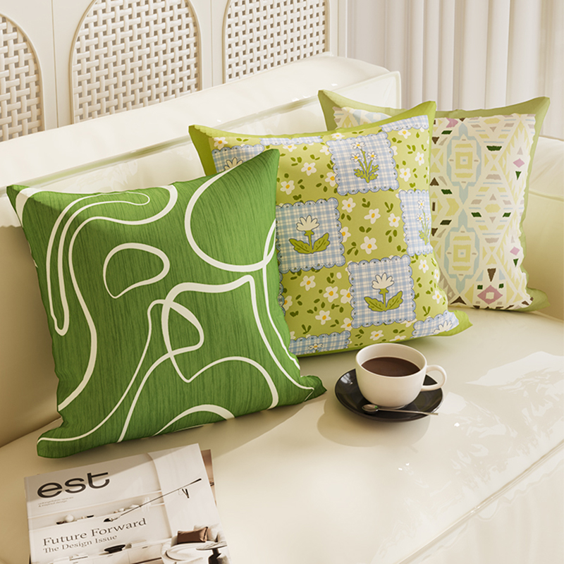 绿色复古抱枕法式腰靠枕组合枕套