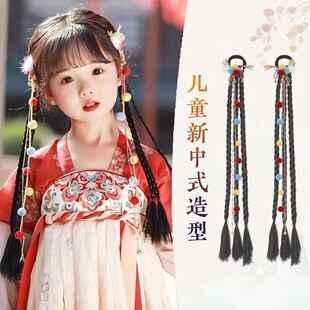 藏族头饰古风儿童假发辫子云南丽江旅游造型汉服头饰女新中式发髻