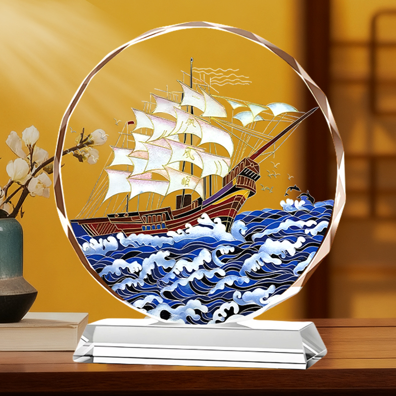 一帆风顺帆船摆件轻奢高档乔迁送礼品办公室家居客厅装饰摆台定制