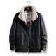 新款 皮毛一体加绒加厚皮夹克休闲潮流 皮衣外套冬季 猎装 男士