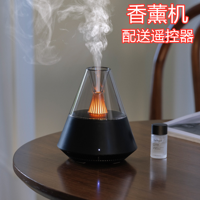 j33香薰机办公桌面家用卧室精油氛围灯仿真l加湿器带遥控器