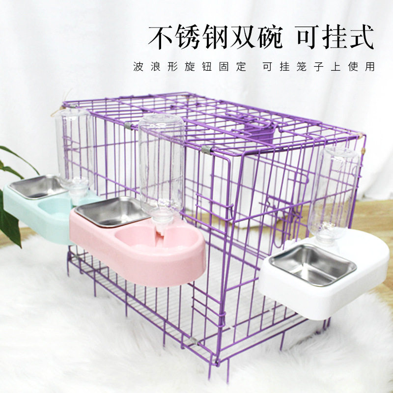 猫碗双碗自动饮水可悬挂式猫食盆固定狗盆狗碗打翻猫咪宠物用品