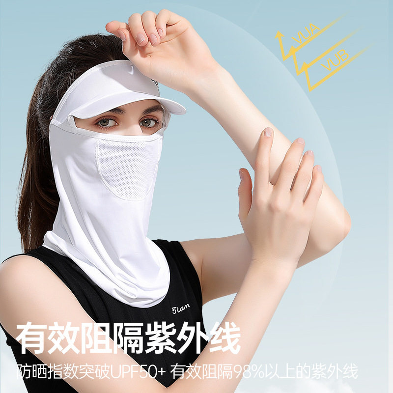 夏季冰丝防晒面罩女户外高尔夫运动遮阳帽骑行护脸头巾面纱XTJ72