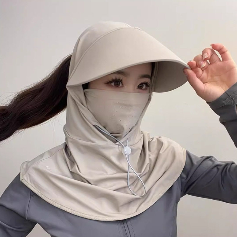 2025年夏季户外全遮脸防晒口罩面罩 防紫外线遮阳透气一体面罩女