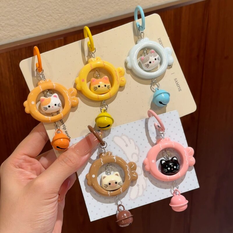 可爱猫猫小鱼钥匙扣创意铃铛卡通包包挂件卡通情侣闺蜜挂饰礼物