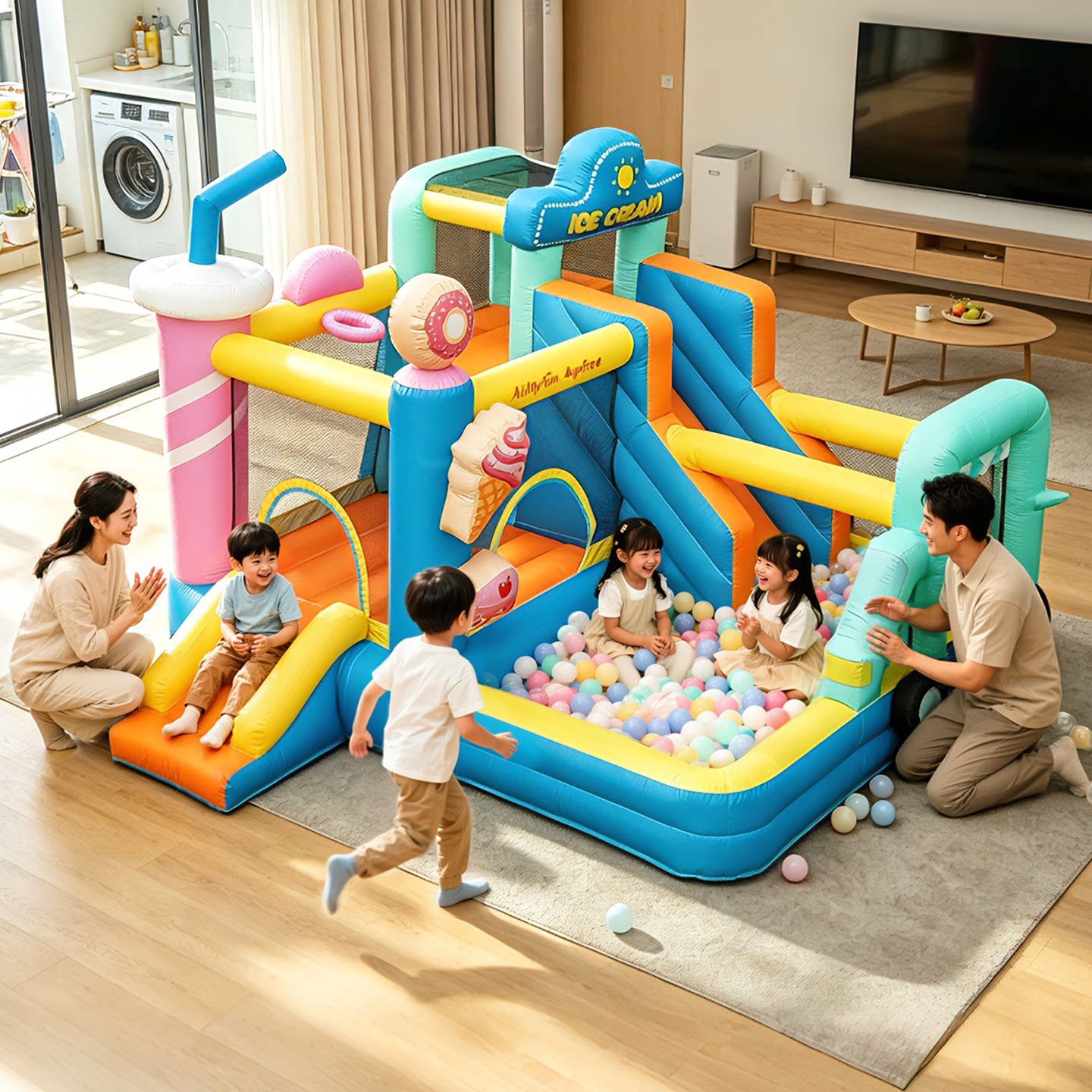 AirMyFun美食屋儿童充气城堡室内小型家用蹦蹦床户外大型淘气堡