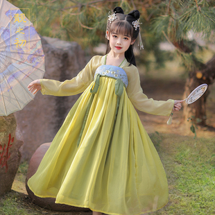 速发丽人行舞国服装儿童中蹈风春夏秋童汉服出端演高服2022新款古