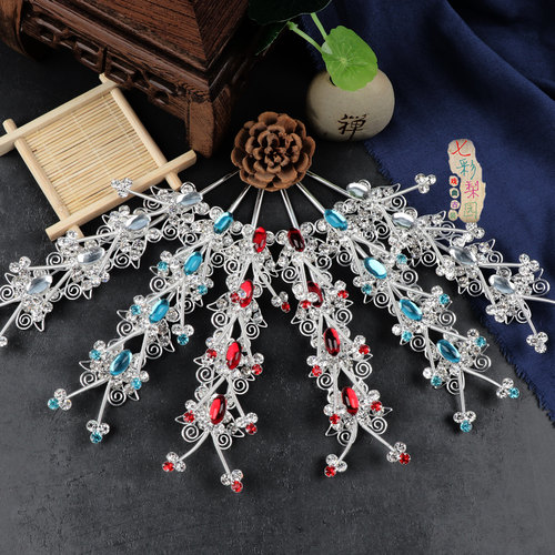 速发新款戏曲头饰蝶品花旦衣青小姐头饰双光水钻头面串蝴用腰圆蝴