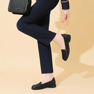 現貨速發職業工作鞋 酒店前臺院上班平底低跟通勤 春秋西服時尚