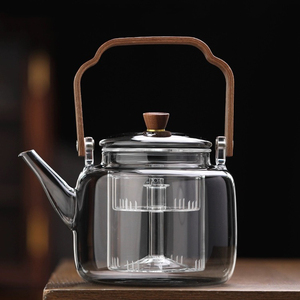 孟瀚玻璃蒸煮一体煮茶壶黑晶炉煮茶器花茶养生壶大容量烧水壶明火