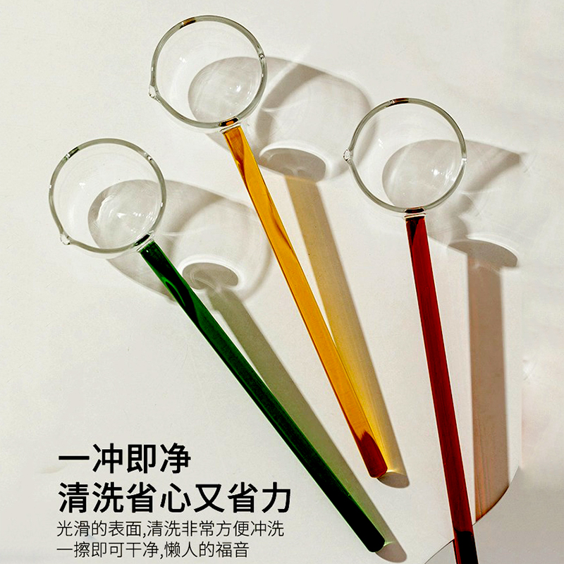 玻璃日式分茶勺长柄点茶舀茶勺功夫茶具围炉煮茶器零配件茶勺子