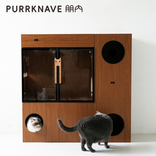 PurrKnave朋内全景猫别墅猫厕所猫砂柜模块组合猫笼猫窝定制猫柜