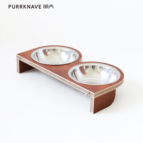 PurrKnave朋内不锈钢猫碗双碗架悬挂式猫咪喝水碗猫猫食堂碗架子