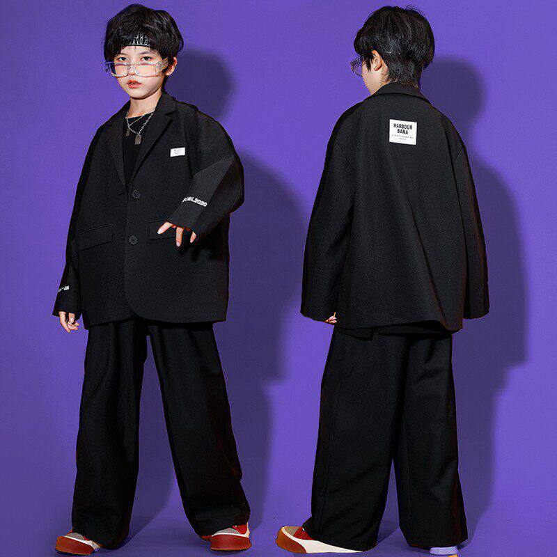 儿童爵士舞hiphop服装西装演出服套装男女童嘻哈走秀潮服秋季潮牌