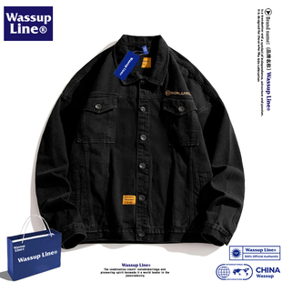 WASSUP Line潮牌牛仔外套男2023新款帅气水洗工装男士夹克春季