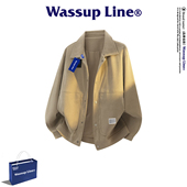 复古风翻领夹克男春秋季 WASSUP Line潮牌美式 宽松廓形休闲外套