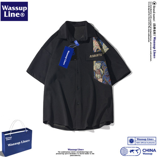 宽松五分袖衬衫WASSUPLine潮