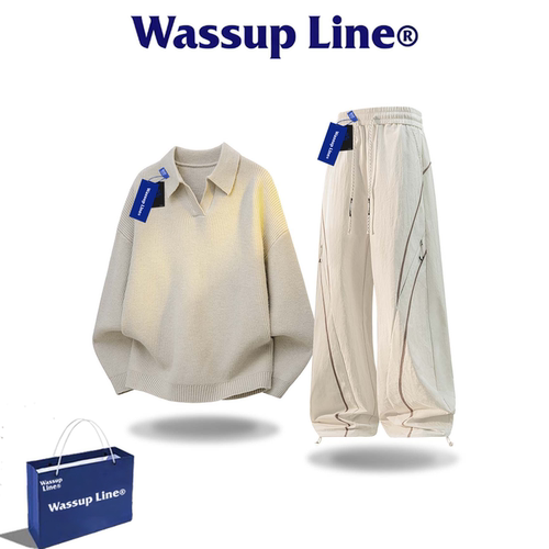 WASSUPLINE潮牌秋男针织两件套