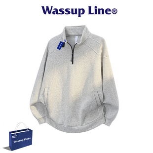 WASSUP Line潮牌美式半拉链卫衣男款宽松长袖上衣休闲时尚衣服男